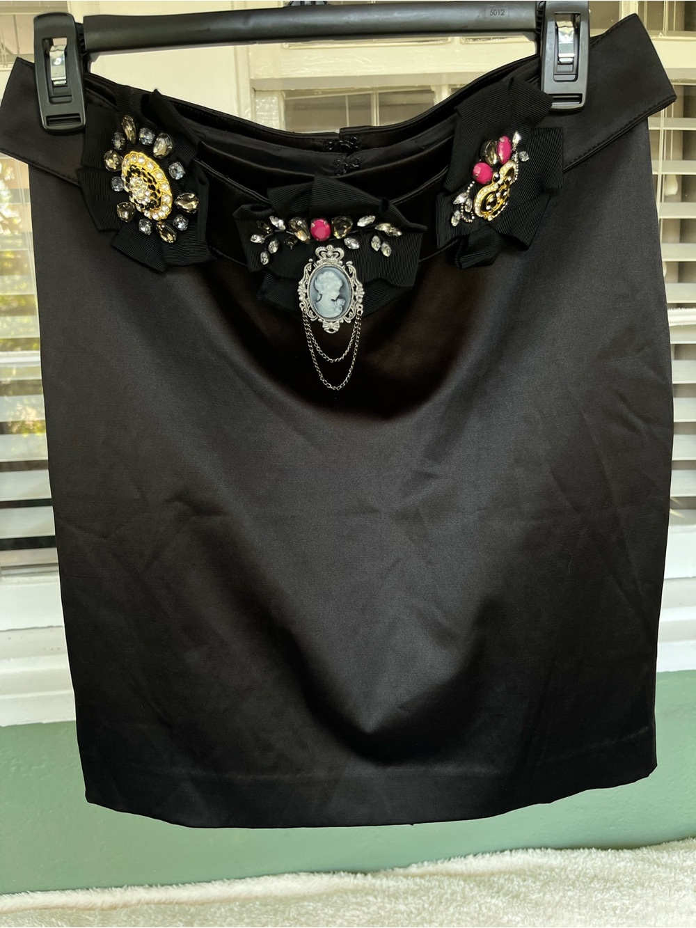 RARE bebe Black Embellished Pencil Skirt with Jewel Accents